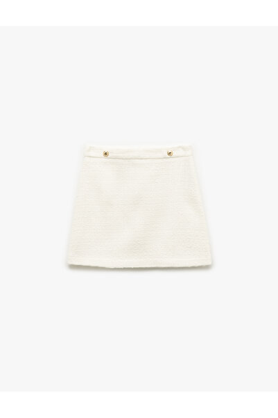 Koton Metal Aksesuarlı A Kesim Yüksek Bel Tüvit Mini Etek