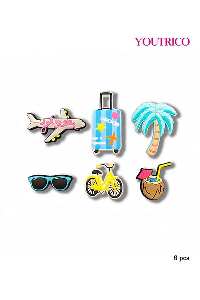 Youtrico 6pcs Cute Cartoon Jibbitz Charms for Crocs - Playful Slipper Ornament Set