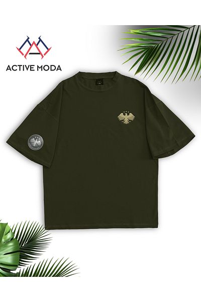 ACTIVE MODA -Men's Cotton Printed Golden Eagle Tshirt Oversize Big Size