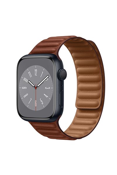 THD Leather link strap umber brown leather compatible with Apple Watch 45 mm series 8 and Apple Watch Ultra 49