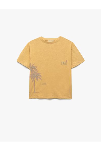 Koton Printed Short Sleeve Crew Neck Cotton Oversize T-Shirt