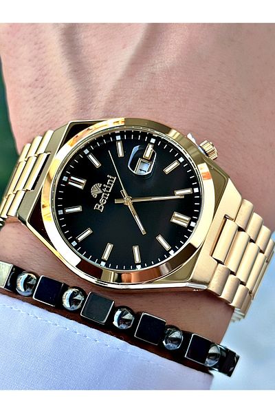 Bentini Men's Wrist Watch with Calendar – Steel Band, 3 Atm Water Resistant, 2-Year Warranty, Gift Bracelet