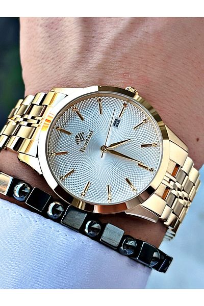 Bentini Men's Wrist Watch with Calendar – Steel Band, 3 Atm Water Resistant, 2-Year Warranty, Gift Bracelet