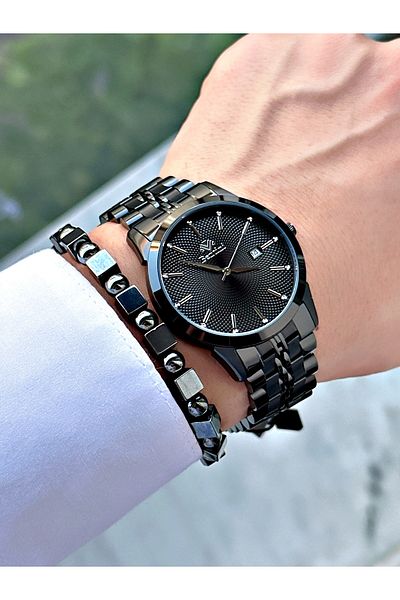 Bentini Men's Wrist Watch with Calendar – Steel Band, 3 Atm Water Resistant, 2-Year Warranty, Gift Bracelet