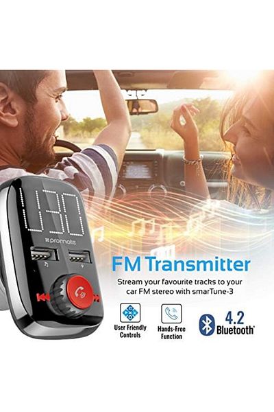 Promate Promate Wireless In-Car FM Transmitter With Dual USB Charging Ports And Smart LED Display SMARTUNE-3