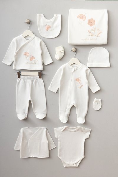 Bebitof Cute Ladybug Patterned 10 Piece Boxed Newborn Hospital Release Bodysuit Set