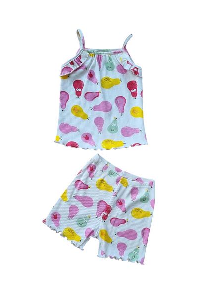 Fuar Baby Girl's Set with Strap 100% Cotton Camisole Shorts (Age 1-5)