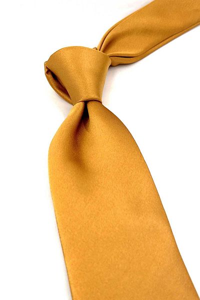 Kravatkolik Finbarr Style Dark Yellow Plain Italian Silk Tie Ik1920