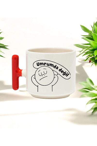 BB TRADE I Don'T Care Designed Red t Handle Ceramic Printed Mug 250 ml