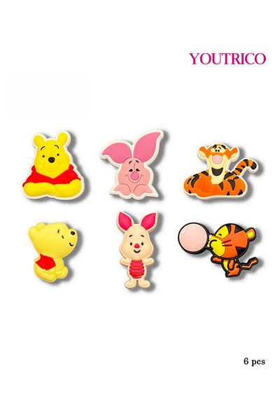 Youtrico 6pcs Cute Cartoon Jibbitz Charms for Crocs - Playful Slipper Ornament Set