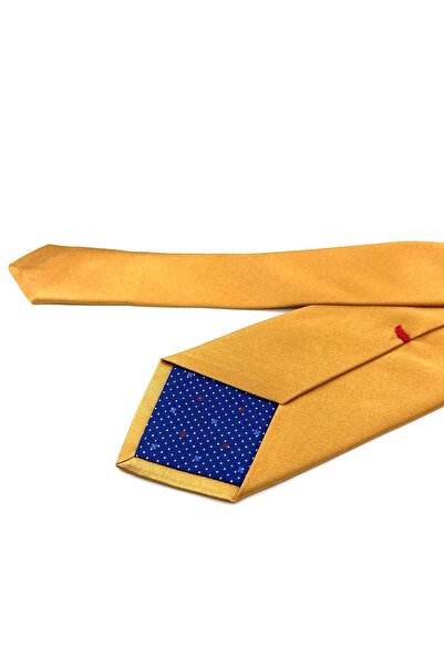 Kravatkolik Finbarr Style Dark Yellow Plain Italian Silk Tie Ik1920