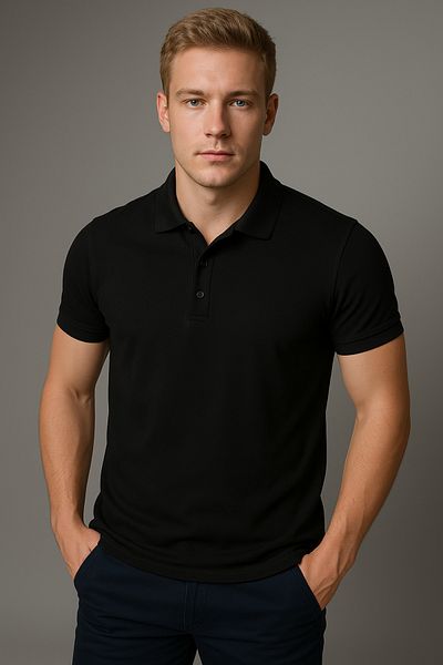 KaeLaurean Men's Black Polo Neck T-shirt