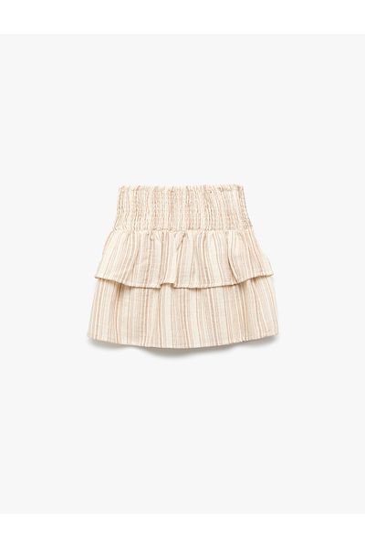 Koton Layered Gipeli Cotton High Waist Pleated Skirt