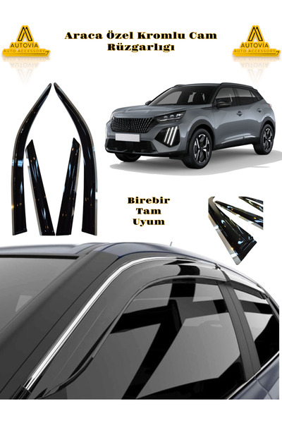 Autovia Peugeot 2008 2020 ve Sonrası Kromlu Cam Rüzgarlığı 4'lü