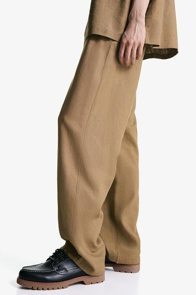 Bershka Wide-leg linen blend jogger trousers