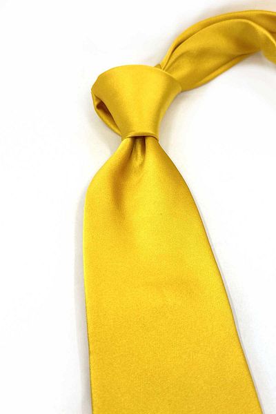 Kravatkolik Russel Style Yellow Plain Italian Silk Tie Ik1940