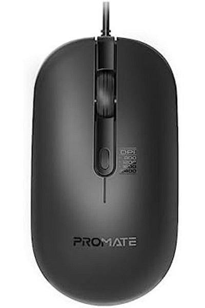Promate ماوس سلكي مزود بـ 6 ملايين ضغطة مفتاح، بدقة 2400 نقطة في البوصة قابلة للتعديل، و4 أزرار قابلة للبرمجة، وسلك بطول 1.5 متر