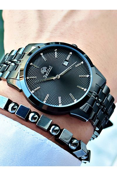 Bentini Men's Wrist Watch with Calendar – Steel Band, 3 Atm Water Resistant, 2-Year Warranty, Gift Bracelet