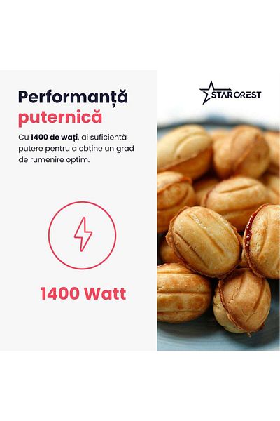 STARCREST Aparat pentru preparat forme de nuci STARCREST SNM-4024BX, 24 forme, 1400W, Indicator luminos