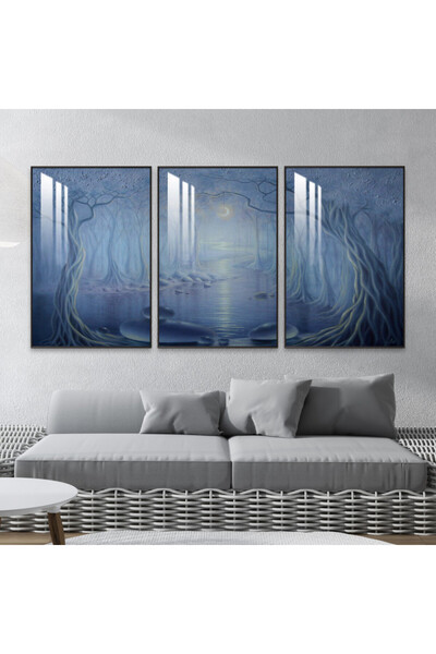 SND ثلاث لوحات جدارية خشبية مع برواز خشبي شامبين و طبقة من الاكريلك الشفاف