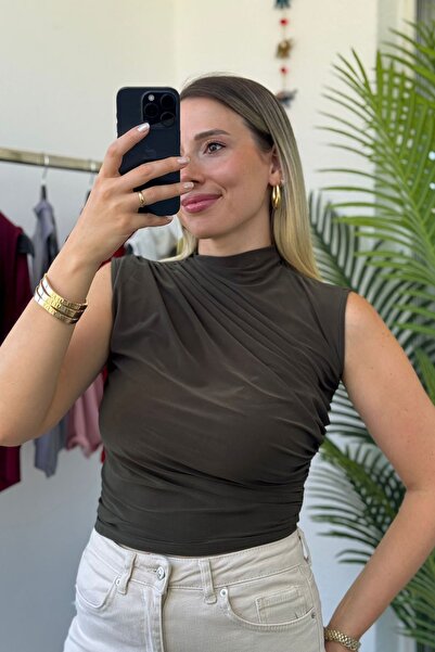 Kubos Moda Polu ribarska bluza bez rukava Naborano kaki boje