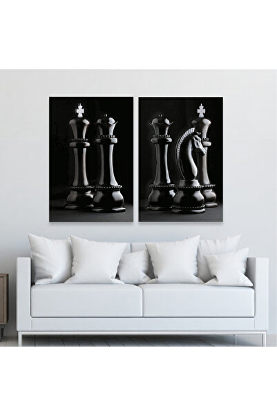 SND لوحة قماشية ثنائية بنقشة شطرنج مع برواز شامبين مجوف