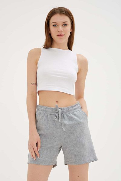Fashion Friends Pantaloni scurți confortabili elastici Gri Melange