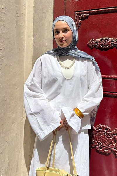 Ceylan Otantik White Organic Linen V-Neck Blouse