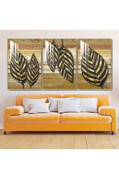 4gdran ثلاث لوحات جدارية خشبية مع برواز خشبي بني و طبقة من الاكريلك الشفاف