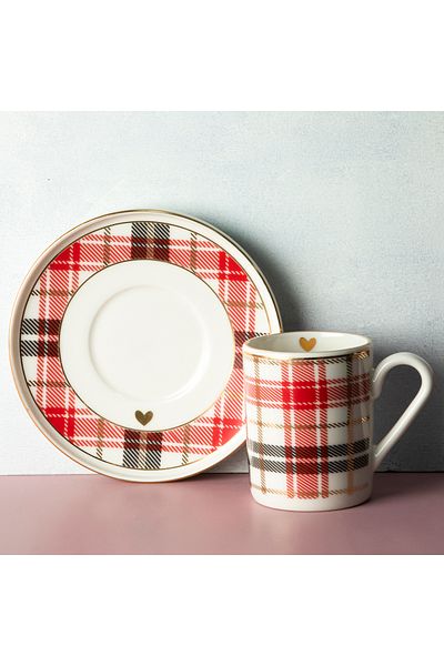 Aryıldız Celebration 4 Piece Turkish Coffee Cup Set for 2 People
