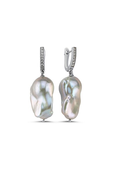 Birinci1926 Gri Barok Doğal İnci Küpe SARI