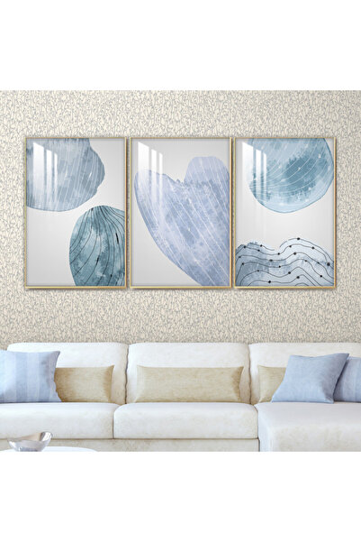 SND ثلاث لوحات جدارية خشبية مع برواز خشبي فضي و طبقة من الاكريلك الشفاف