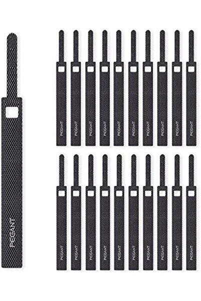 Generic 20 قطعة من أشرطة إدارة الكابلات القابلة لإعادة الاستخدام من PEGANT، مزودة بشريط فيلكرو، وربطات سلكية، وأشرطة قابلة للتعديل