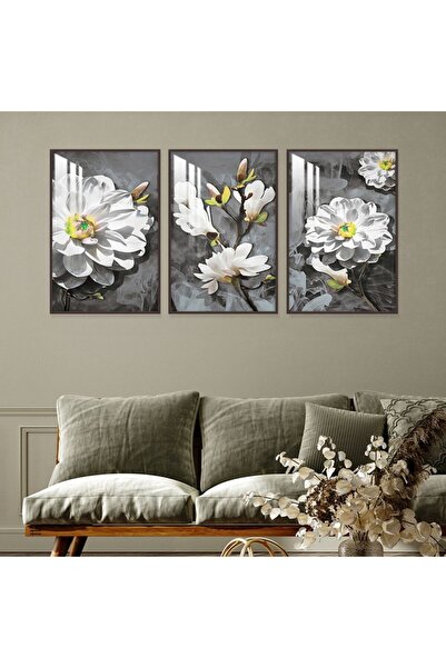 SND ثلاث لوحات جدارية خشبية مع برواز خشبي بني و طبقة من الاكريلك الشفاف