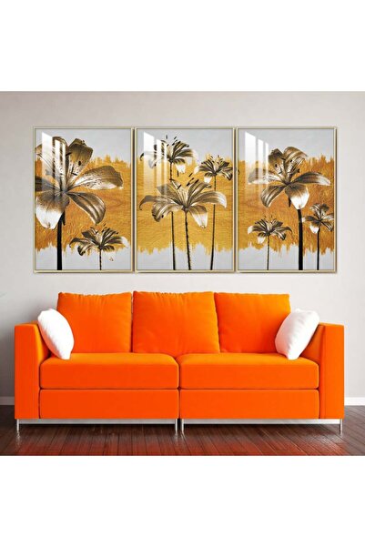 SND ثلاث لوحات جدارية خشبية مع برواز خشبي فضي و طبقة من الاكريلك الشفاف