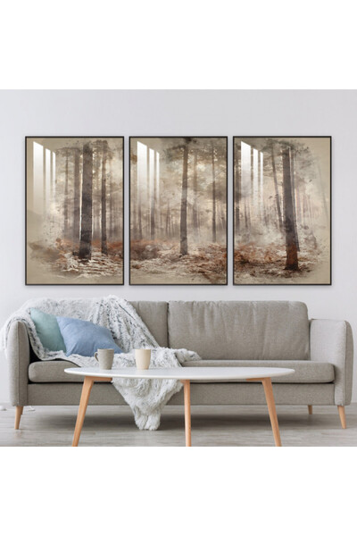 SND ثلاث لوحات جدارية خشبية مع برواز خشبي فضي و طبقة من الاكريلك الشفاف