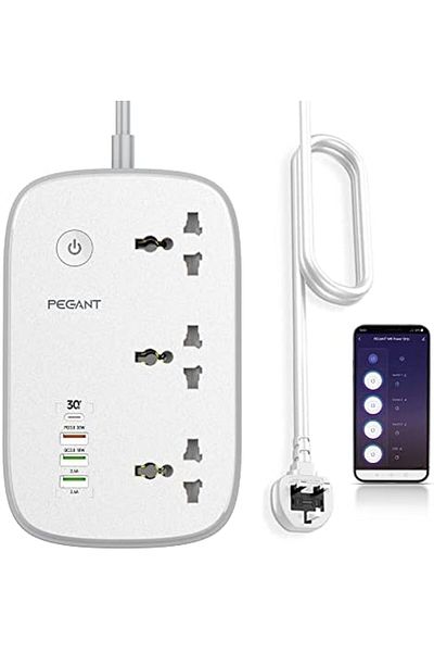 Generic PEGANT Wifi Smart Power Strip Extension Cord Surge Protector Socket Multi Plug, Compatible with Alex