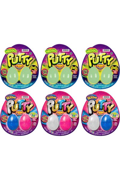 Jaru مجموعة معجون متوهج في الظلام وبراق (6 عبوات من قطعتين)