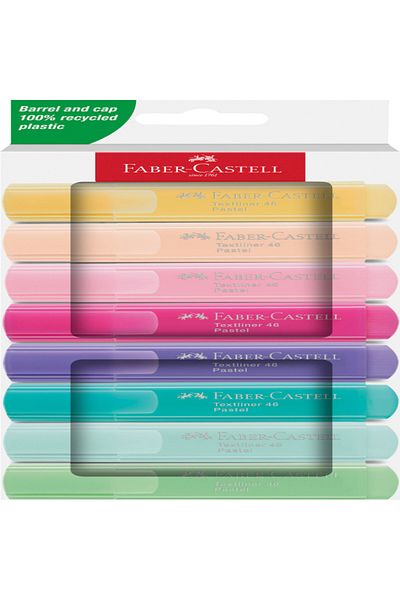 OEM Faber castell, Textmarker, Pastel Highlighter, Set 8 pack, Durable Tip 1 25 mm, Water Based Ink