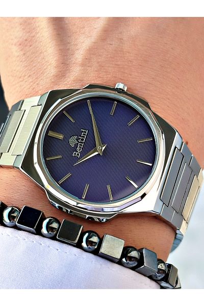 Bentini Men's Wrist Watch – Steel Band, Waterproof, 2-Year Warranty, Gift Bracelet