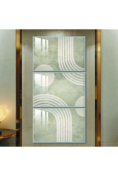 Marktna ثلاث لوحات جدارية خشبية مع برواز خشبي فضي و طبقة من الاكريلك الشفاف