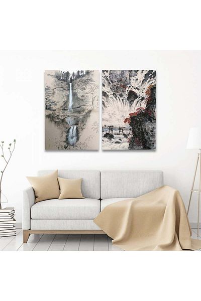 4gdran Nature Design Double Canvas Painting with Hidden Wooden Frame