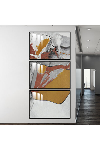 SND ثلاث لوحات جدارية خشبية مع برواز خشبي اسود و طبقة من الاكريلك الشفاف