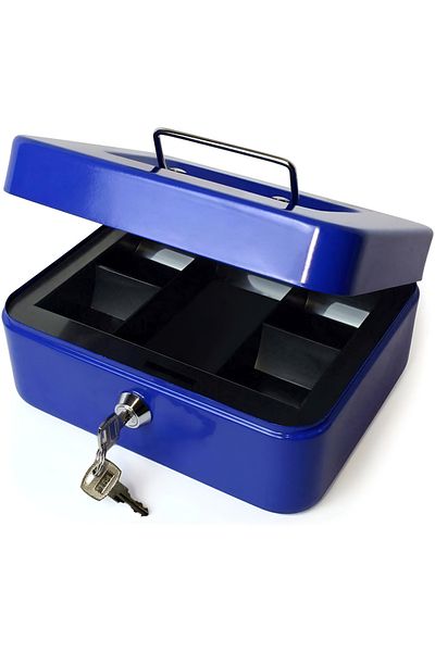 rexa Portable Steel Cash Safe Box Petty Cash Tin Lockable Cash Money Safe Security Box 15 x 12 x 8cm