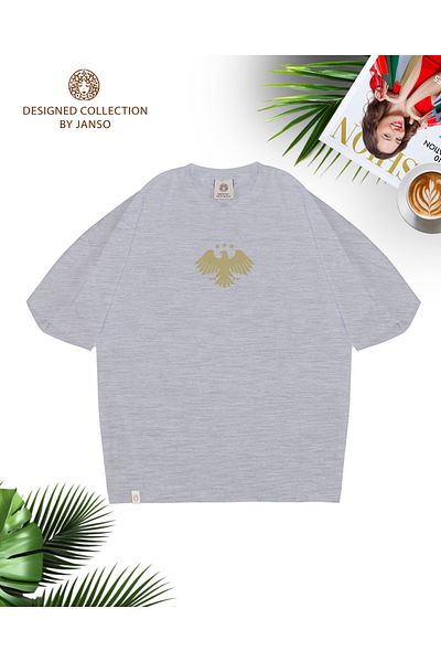 JANSO GROUP -Womencotton Printed Eagle of Syria Tshirt Oversize Big Size
