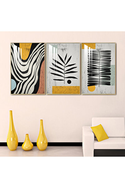 4gdran ثلاث لوحات جدارية خشبية مع برواز خشبي ذهبي و طبقة من الاكريلك الشفاف