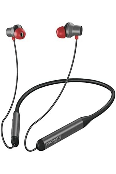 Promate Bluetooth Neckband Earphones, High-Fidelity Active Noise Cancelling with Sweat and Rain Resi