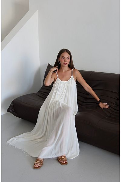 Laluvia Rochie cu croiala confortabila cu bretele albe - 3173
