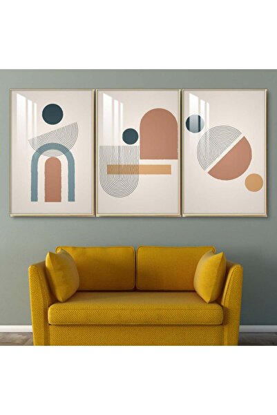 SND ثلاث لوحات جدارية خشبية مع برواز خشبي ذهبي و طبقة من الاكريلك الشفاف