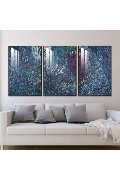 SND ثلاث لوحات جدارية خشبية مع برواز خشبي شامبين و طبقة من الاكريلك الشفاف